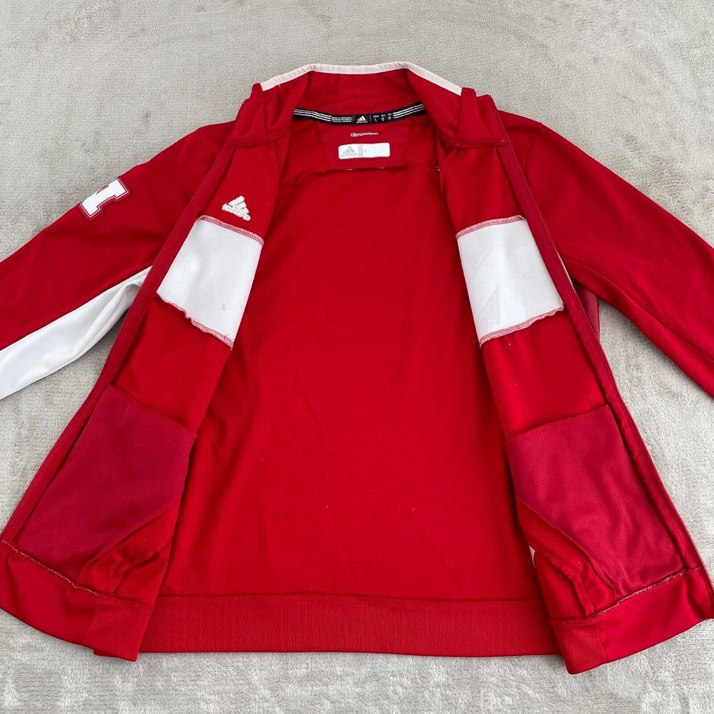 Nebraska Cornhuskers Adidas Jacket Men Large (Fits Like Med) Red Full Zip Pocket - Picture 6 of 12